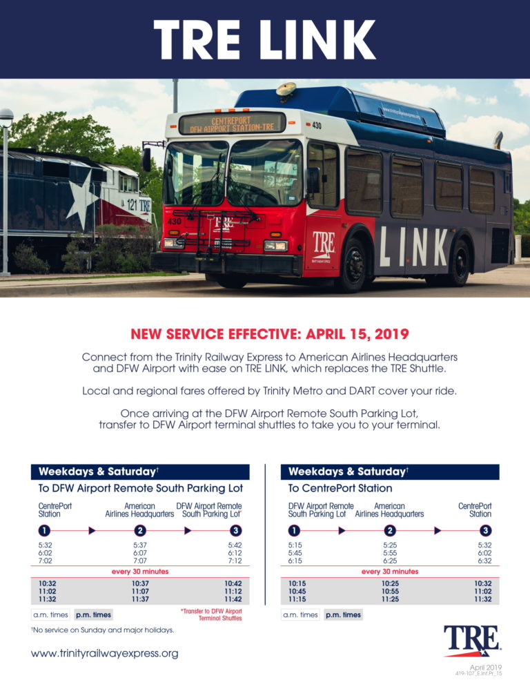 TRE Link Now Connects DFW Airport To CentrePort Rail Station - Texas ...